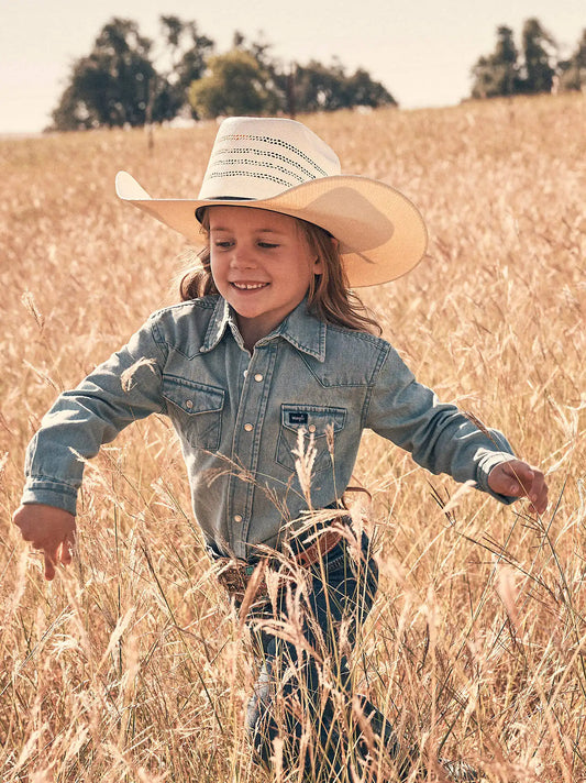Kid's Cowboy Cut® Western Snap Shirt in Denim