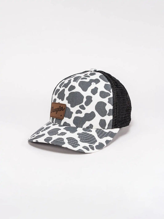 Women's Cow Print Mesh Trucker Hat:Black:One Size