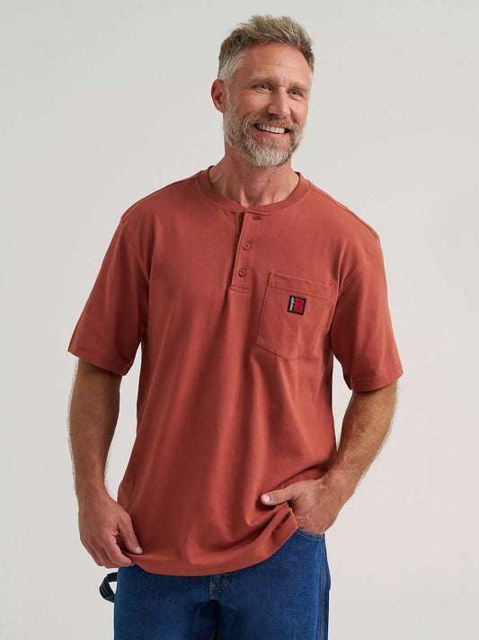 Wrangler RIGGS Workwear® Short Sleeve Relaxed Henley in Rust