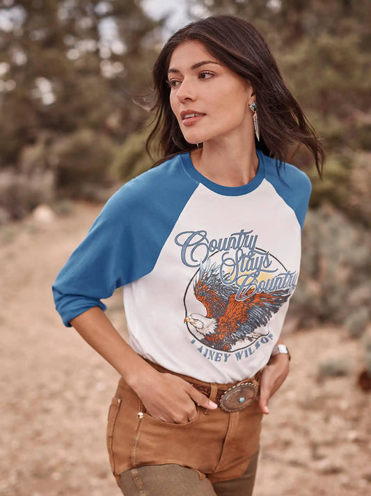 Lainey Wilson x Wrangler Country Baseball Tee in White