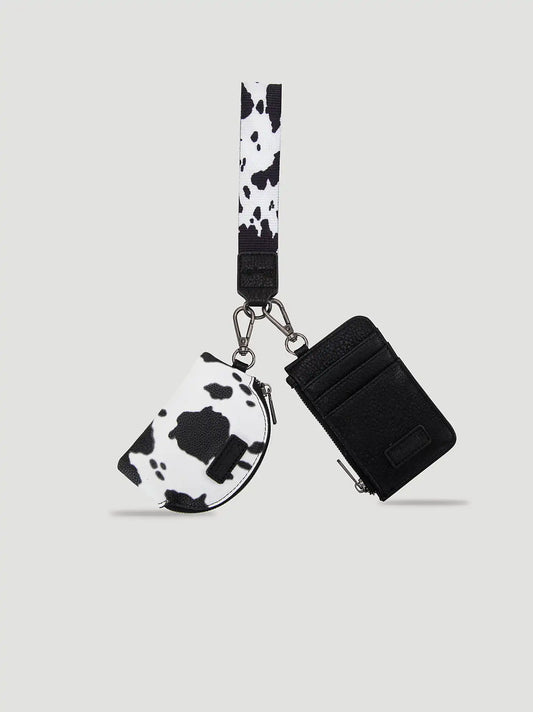 Cow Print Card and Wallet Set:Black:One Size