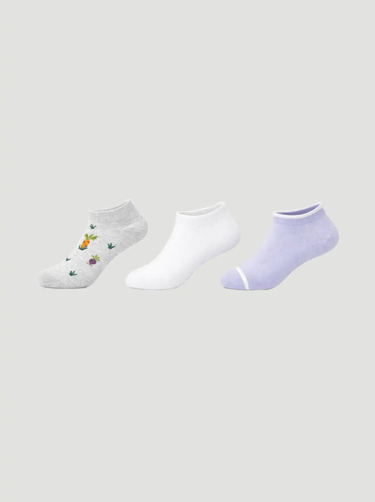 Womens Workwear Novelty Low Cut Sock 3 Pack:Veggies:One Size
