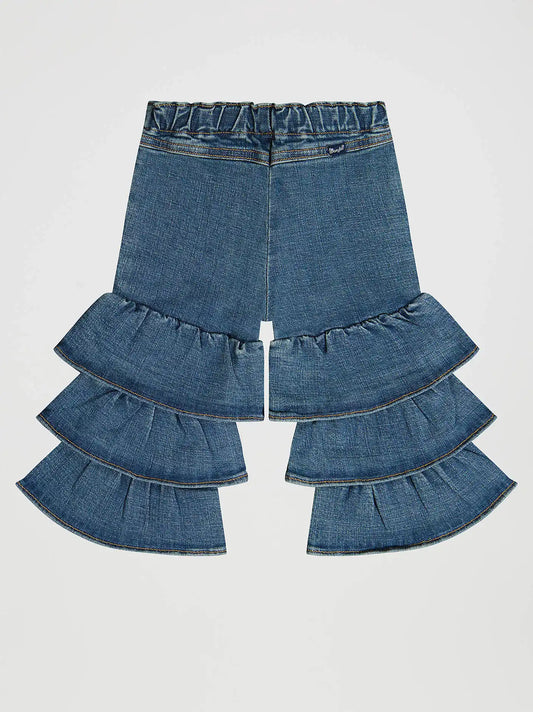 Little Girl's Tiered Flare Jean in Denim