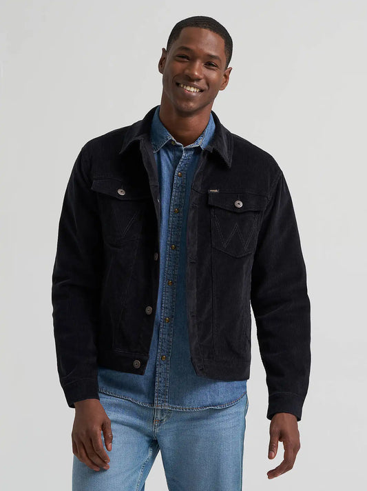 Men's Unlined Corduroy Jacket in Jet Black