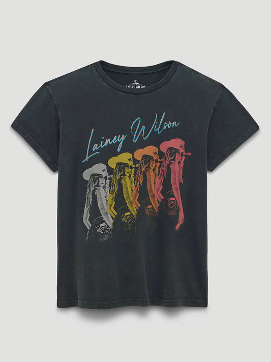 Lainey Wilson Repeater Retro Reg Graphic Tee in Black Mineral Wash