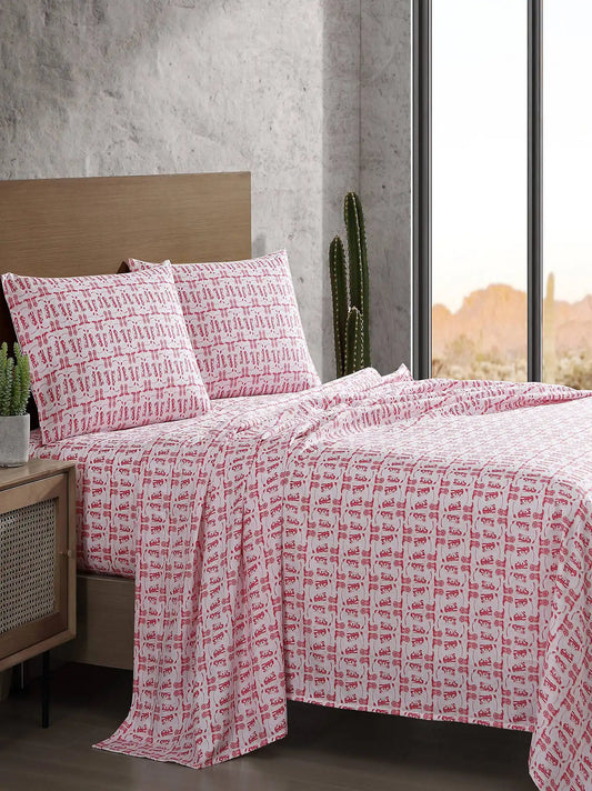 Wrangler Patterned Twin Sheet Set:Boots/ Pink:Twin