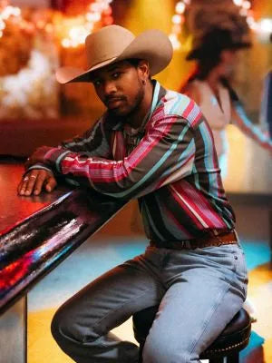 Vintage-Inspired Brushpopper Western Snap Workshirt in Desert Dusk