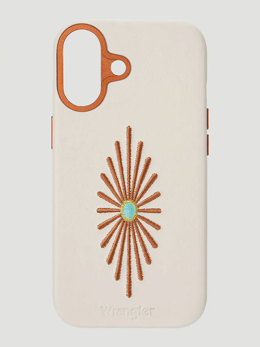 Smartphone Leather Embroidery Case:White:16