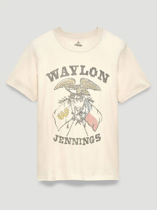 Waylon Jennings Flags Graphic T-Shirt in Marshmallow