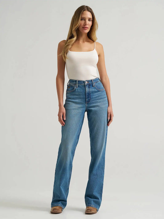 Women's High Rise Skylar Relaxed Bootcut Wrangler Riding Jean in Ryan