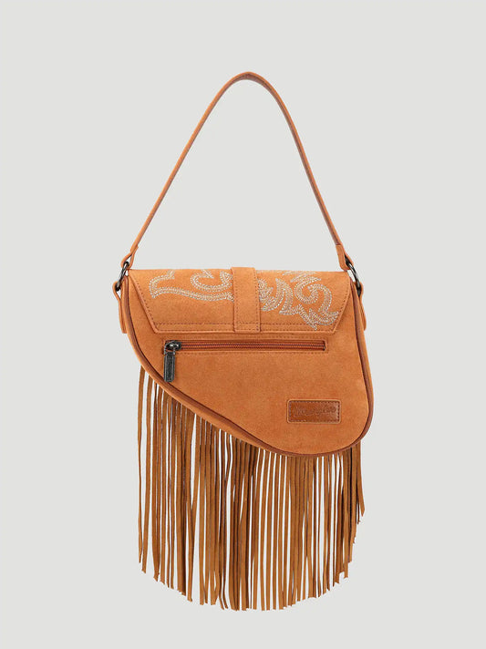 Ella Fringe Saddle Bag:Brown:One Size