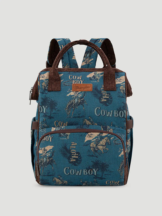 Aloha Cowboy Print Backpack:Jean Blue:One Size